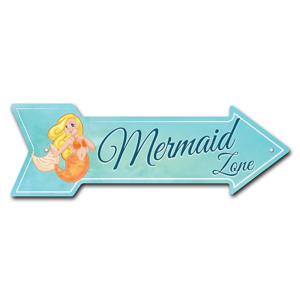 Signmission Mermaid Zone Arrow Sign Funny Home Decor 24in Wide P-ARROW8-999749 - main